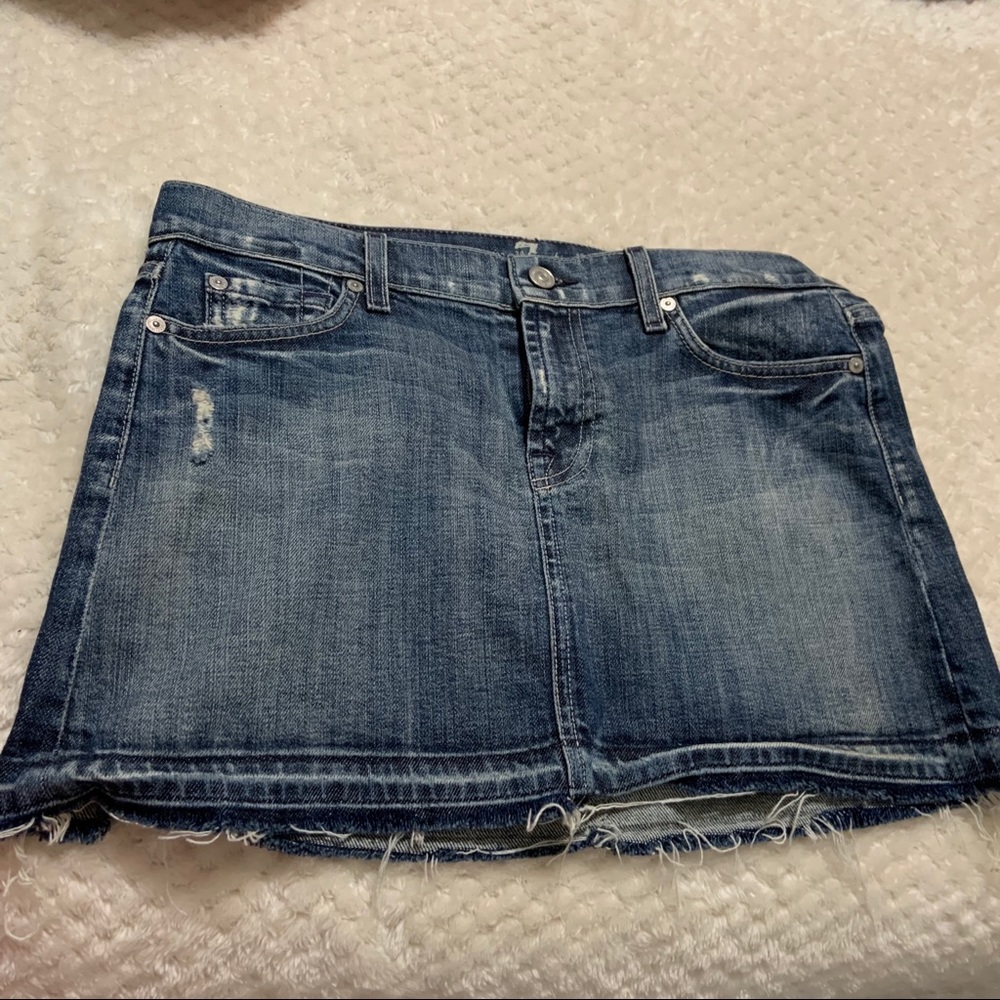 7 for all mankind Blue Jean Mini Skirt